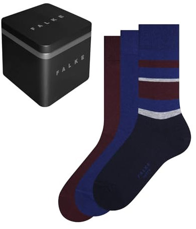 FALKE Herren Socken Happy Box Mix Multipack M So Baumwolle einfarbig 3 Paar, Mehrfarbig Burgundy Blue Mix 0020, 43-46