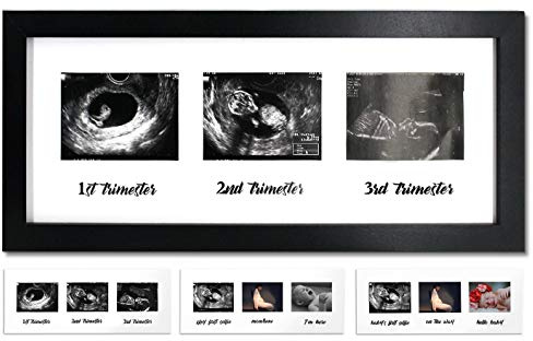 IHEIPYE Triple Sonogramm Schwangerschaftsrahmen - Baby Ultraschall-Bilderrahmen mit Geschichte für werdende Eltern, Baby Shower Rahmen, Baby Grow Through All Three Trimesters Frame, Nursery Decor,