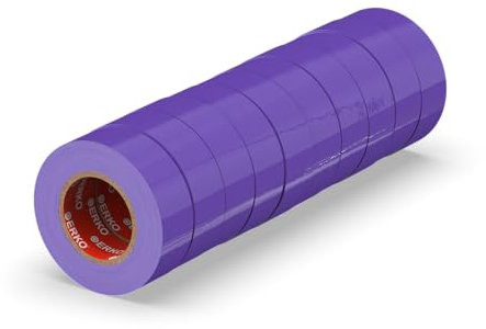 ERKO Isolierband Violett 15mm x 10m PVC Set 10 Stück Elektrische Leitungen Reparatur, Hochflexibel mit starker Klebekraft, Chemiebeständig, Wasserfest