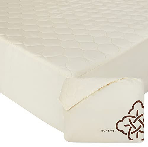 Bioweaves Matratzenauflage, 100% Bio-Baumwolle, GOTS-Zertifiziert, kühlend, gesteppt, Matratzenauflage und Schoner mit weicher Baumwollwatte – 50,8 cm Tiefe Tasche, Twin XL
