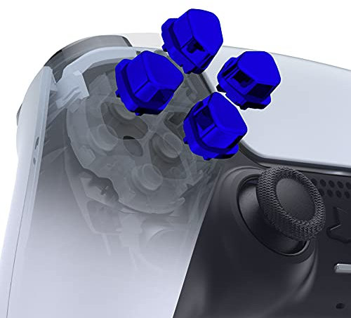 eXtremeRate Boutons D-Pad de Remplacement pour ps5 Manette, Boutons D-Pad Divis pour ps4 Slim/Pro Manette, Chromé Bleu