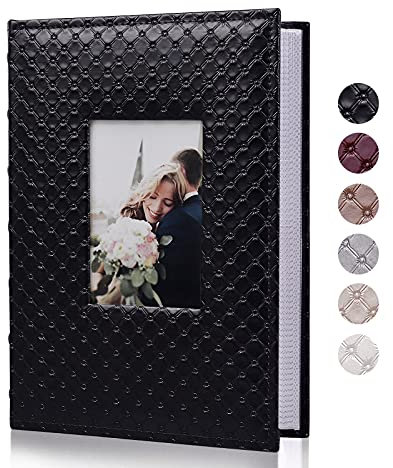 RECUTMS Fotoalbum, 10 x 15 cm, 300 Fotos, kleines Fassungsvermögen, PU-Leder, 10 x 15 cm, Bucheinband, Hochzeitsfotoalben, für 300 horizontale Fotos (schwarz)