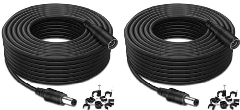 Lonnky 12V Extension Lead 10 Meters for Deco, CCTV Security Camera, DVR, Govee LED Strip Lights, Router, TV Box, 12V Power Supply, 2.1 mm x 5.5 mm Male to Female Jack - 2-Pack