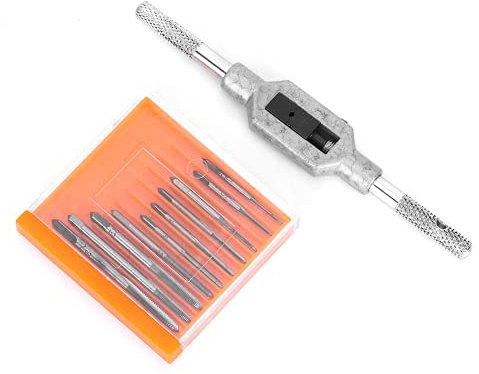 11-teiliges Mini-Windeisen-Set, Schnellarbeitsstahl-Handgewindebohrer-Halter-Set M1, M1.2, M1.4, M1.6, M1.7, M1.8, M2, M2.5, M3, M3.5(11-teiliges Mini-Wasserhahn-Set)