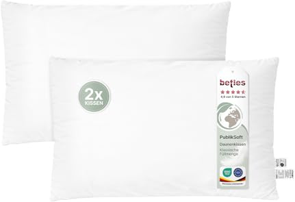 beties - PublikSoft - 2er Set Daunen Füllkissen 30x50 cm – 270 g halbweiße 70% Daunen 30% Federn – waschbares Baumwoll Inlett – Sofa-, Deko- & Couchkissen – weich, bauschig & stützend