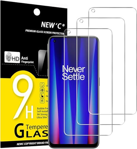 NEW'C Lot de 3, Verre Trempé pour OnePlus Nord CE 2 5G, Film Protection écran - 0,33mm HD Ultra Transparent- Dureté 9H Glass