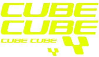 STAR SAM Adesivi Compatibili con quadro bici Cube 6 loghi giallo fluorescente 1 CMT