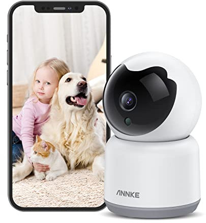 ANNKE Pet Dog Camera with Phone App, 2K Indoor Smart Security Camera with 360° Motion Tracking, Night Vision, 2-Way Audio, Home WiFi Camera Baby Monitor, Human Detection, Works with Alexa- Crater 2