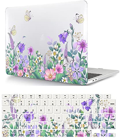 Laptop Shell Case Compatible with Macbook Pro 13 inch Case 2015 2014 2013 2012 Release A1425 A1502 with Retina Display, Smooth Plastic Hard Shell Laptop Cover & Keyboard Cover -Butterfly and flower