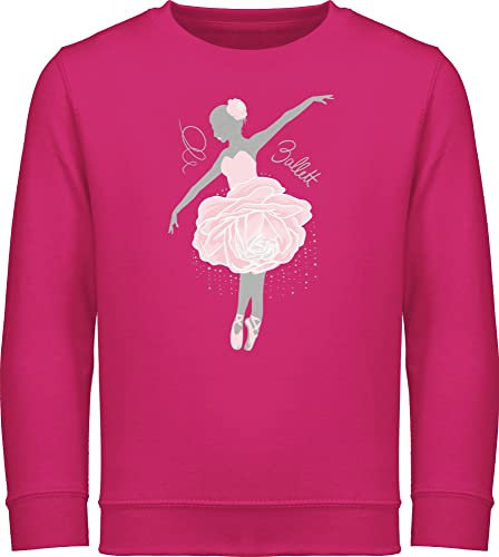 Shirtracer Sweatshirt Kinder Pullover für Jungen Mädchen - Sport Kleidung - Ballerina - grau/rosa - 152 (12/13 Jahre) - Fuchsia - 25. Geburtstag Ballett Pulli mit