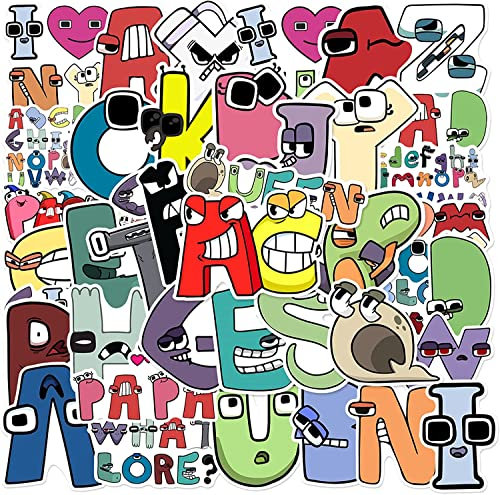 Yangsiw 52pcs Alphabet Lore Stickers for Kids' Enlightenment Education - Waterproof Vinyl for Water Bottles, Phones, Skateboards, Laptops - Suitable for Children