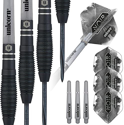Unicorn Steeltip Darts Noir|Style 1|Dartpfeile mit Stahlspitze, Schwarz, 23 g