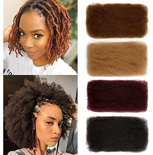 FASHION IDOL Afro Kinkys Bulk Human Hair for Dreadlock Extensions 10 Inches 1 Pack 50 Gram Natural Black Loc Repair Afro Kinky Braiding Human Hair for Locs 1.8 Oz (10, MEDIUM BROWN)