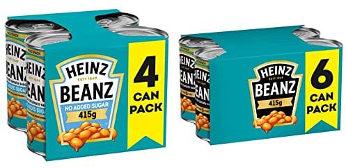 Heinz No Added Sugar Beanz in a Rich Tomato Sauce, 415 g (Pack of 4) & Baked Beanz, 415 g (Pack of 6)