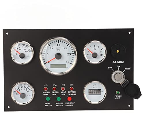 wohnmobil,Wohnmobil,Boots-Instrumententafel,Motor-Dash-Instrumententafel Mit Motordrehzahl,Ölstand,Druck,Wassertemperatur,Spannungsanzeige Mit Roter Hintergrundbeleuchtung Für Wohnmobilboote (24V)