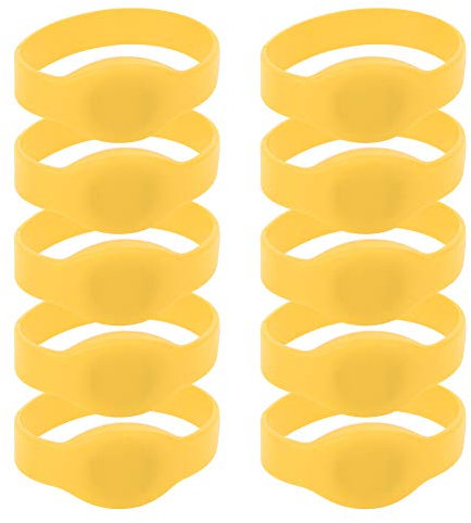 10 Stück 13,56 MHz RFID, Silikonarmband, Wasserdichtes IC-RFID-Armband, Armband, Karte für Schwimmbad, Sauna, Zimmer, Gelb (Gelb)