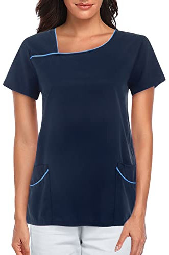 Kasacks Damen Pflege Große Größen, Schlupfkasack Damen Kasack mit Tasche Schlupfkasack für Altenpflege Krankenpflege Medizinische Berufskleidung Berufsbekleidung Arzt kostüm T-Shirt Bluse