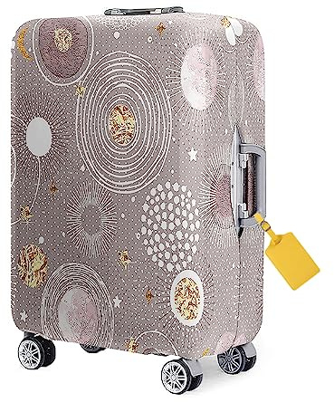 FANSU Housse Valise Elastique Imprimé à Pois Vintage 3D Housse de Protection pour Bagage, Anti-Rayures Lavable Cabine Luggage Trolley Case Cover en Spandex (XL: 29-32 Pouces,Feuille d'or)