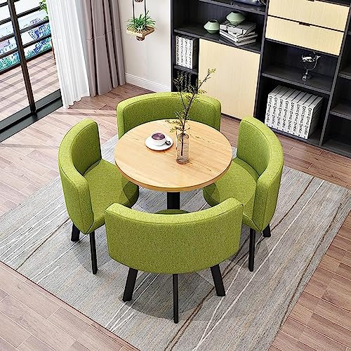 Essgruppe mit Esstisch und 4 Esszimmerstühlen, Runder Esstisch, Tisch- und Stuhlkombination, 60 cm schlichter Büro-Rezeptionsschreibtisch und Stuhl-Set, runder Tisch, Café-Freizeittisch, mit 4 Stühlen