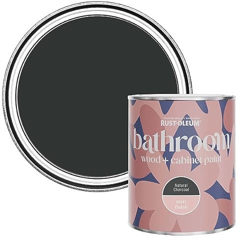 Rust-Oleum Black Moisture Resistant Bathroom Wood and Cabinet Paint in Matt Finish - Natural Charcoal (Black) 750ml