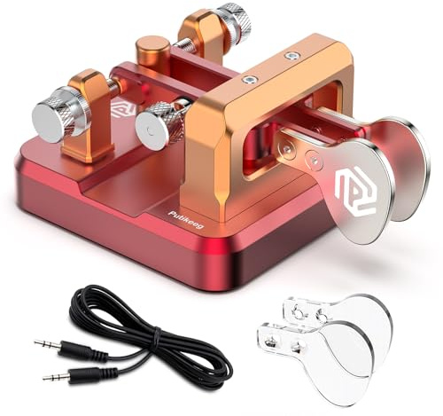 Putikeeg Tasto Telegraph CW Morse, Pulsante Radio Amatoriale, Macchina Codice, Tastiera Telegramma, Trasmettitore di Codice, Tasti Doppia Leva (Rosso e Oro)