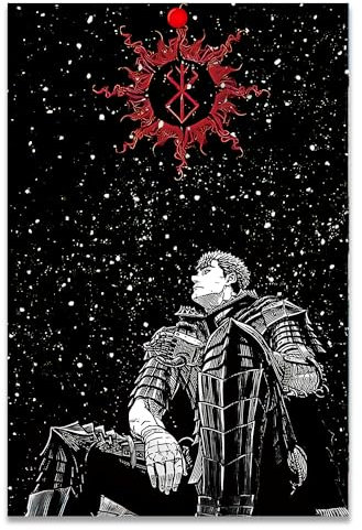 Thunwid Anime-Berserk-Poster, Guts, Sternenhimmel, cooles Kunstwerk auf Leinwand, Wandkunst, Dekordruck, Bild für Wohnzimmer-Dekoration, 30,5 x 45,7 cm, ungerahmt
