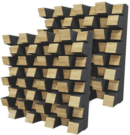 Lot de 2 diffuseurs acoustiques | Diffusion 2D | Réflexion - Diffusion - Absorption - Insonorisation | Panneau d'art mural | Plaques de couleur : (Chêne, SIRIUS (150 mm))
