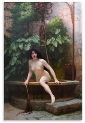 Kunstdruck Truth Coming Out Of Her Well von Jean-Leon Gerome Maler, Kunstwerk, Leinwand, Wandkunst, dekorativ, Schlafzimmer, modernes Zuhause, 60 x 90 cm