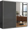 BM-Möbel Großer Kleiderschrank mit Schiebetür und Spiegel - mit Einlegeböden und Kleiderstange - für Garderobe, Schlafzimmer - Graphit - 175 X 62 X 245 cm (B/T/H)