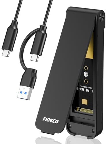 FIDECO Boîtier SSD M.2 NVME USB 3.2 Gen 2 10Gbps - Adaptateur NVMe PCIe M-Key/M+B Key - Design Style Sandwich - Supporte UASP et Trim