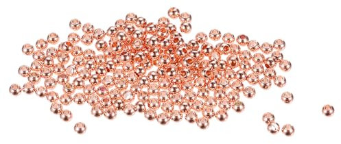sourcing map 14K Rondelle Beads OD 3 mm ID 1.2 mm Rose Gold Plated Gold Brass Round Metal Beads Smooth Beads for DIY Jewelry Craft Making 250 Pcs