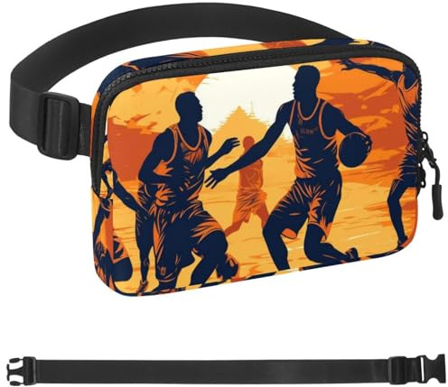 Basketball-Umhängetasche für Damen und Herren, große Hüfttasche und Hüfttasche mit verstellbarem Gurt für Outdoor, Workout, Reisen, Freizeit, Laufen, Wandern, Radfahren, Mehrfarbig 03,