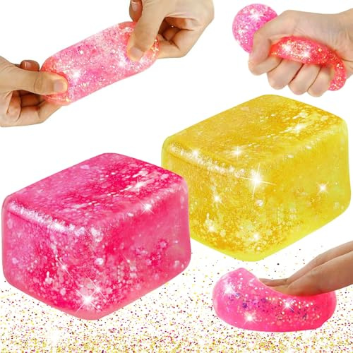 2 Stück Squeeze Spielzeug, Großes Eiswürfel Fidget Toys, Anti Stress | Sensorisches Fidget Spielzeug, zum Konzentrieren, Angst Relief, Stressball Lustig für Erwachsene und Kinder