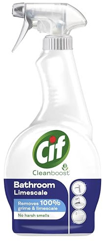 Cif Cleanboost Bathroom Spray 100% grime & limescale removal for cleaning ceramic, chrome, enamel, plastic, and stainless-steel surfaces 500 ml