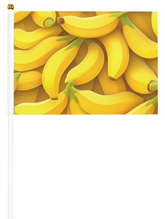 Gelbe Banane doppelseitige handgewellte Flagge (6 Stück) – wasserdichtes Polyester-Material, geeignet für Spielunterstützung, Mini-Flagge, 6 Stück