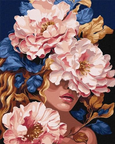 IDEYKA Blumiger Glamour mit Metallic-Farben - Malen nach Zahlen für Erwachsene, einfaches Acryl-Malen nach Zahlen für Erwachsene, malen nach zahlen erwachsene mit rahmen,DIY-als Geschenk, 40х50cm