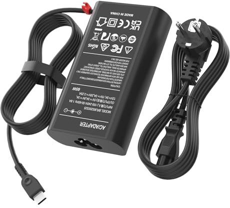 Caricatore USB C 65W Alimentatore per Lenovo ThinkPad Yoga Matebook Pro air HP Spectre Asus Acer Type C 20V 3.25A PC Portatile Caricabatterie