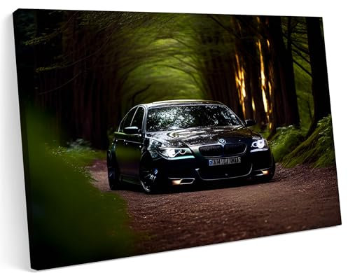 Printonia Leinwandbild m Bild auf Leinwand 100x70 E60 M5 Serie Forest Night Neon