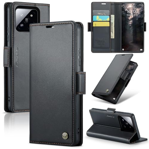 Rerzoiro Cover per Xiaomi 14 Custodia Portafoglio [Blocco RFID] Premium Pelle PU Wallet Case Flip Libro con Porta Carte Slot Supporto Flip Case per Xiaomi 14, Nero