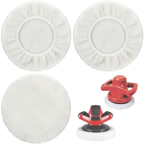 BESPOTCL 3er Set Lammwoll-Polierhauben für Einhell Akku-Autopoliermaschinen CE-CB 18/254 Li, CC-PO 90, für 220mm-250mm Poliermaschinen