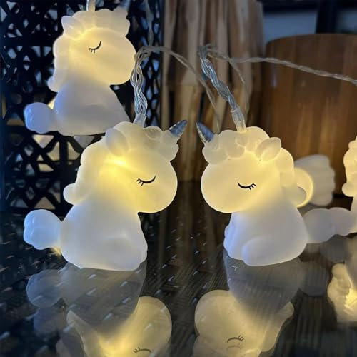Einhorn Lichterkette,Lichterkette Kinderzimmer,Led Lichterkette Batteriebetrieben,LED Lichterkette Einhorn Design,Lichterkette Innen Außen für Garten Hochzeits Zimmer Deko