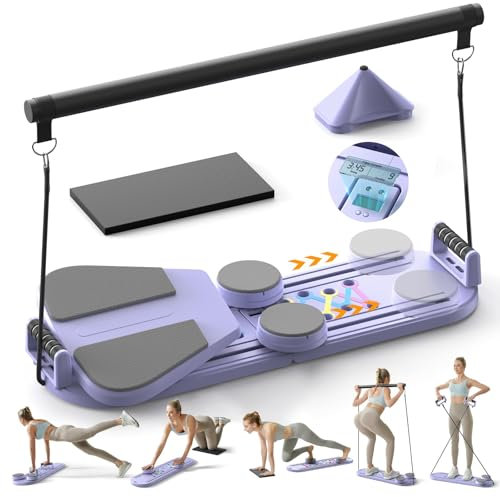 Pilates Board - Pilates Reformer Set, 6 in 1 Pilates Boards für das Training zu Hause, tragbare und Faltbare Pilates Reformers Maschine, multifunktionales Pilates Board für Frauen