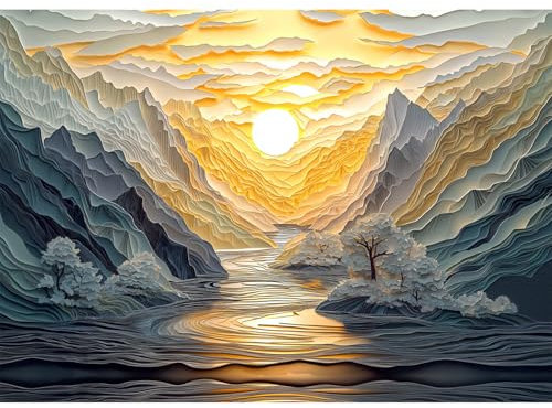 Yunlus Jigsaw Puzzles für Erwachsene 1000 Teile Unmöglich schwer schwierig herausfordernd Puzzle für Erwachsene 1000pc Puzzles Sonnenaufgang am Berggipfel Jigsaw Puzzle 1000 Teile 70 x 50 cm