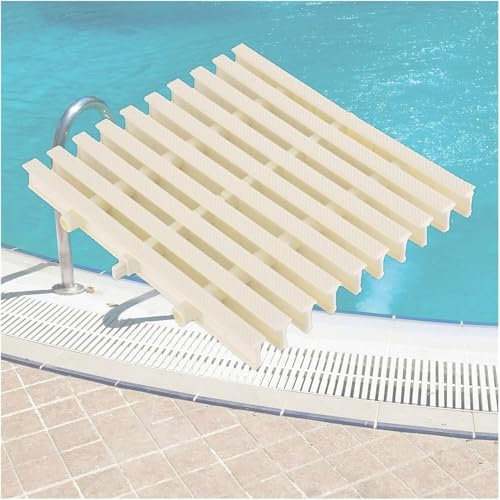 Wirbelverhindernde Entwässerungsabdeckung Gitterrostabdeckung for den Außenbereich, Gitterrost-Drainageabdeckung, geteilte Wasserrinne mit Überlaufschutzgeländer (Breite 20 cm – 5 Stück), Beige