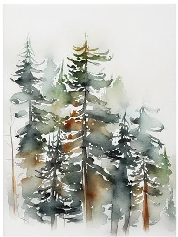 MINGYTN Wall Art Canvas Prints Sequoia Pine Birch Tree Watercolor Plant Poster Canvas Painting Vibrant Impressionism(P,40x50cm)