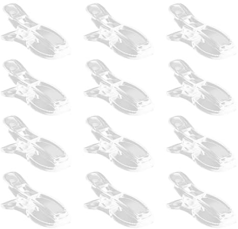 Tabanzhe 12 Pcs Plastic Blind Clips for Vertical Blinds,Transparent Temporary Window Blind Shades Clips to Hold Curtains,Clear No-Drill Curtain Fasteners