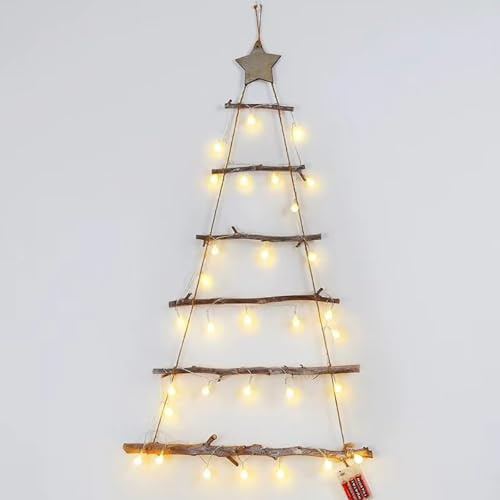 Decorazione natalizia da parete, 7 ripiani in legno da appendere all'albero di Natale con puntale a stella, per decorazione personalizzata, albero di Natale, finestra, porta, esterno e interno, 99 x