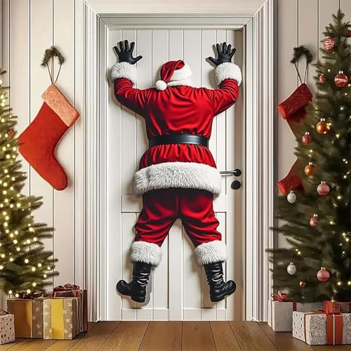 Weihnachtliche Türdekoration,Schneemann Weihnachtsmann Türdekoration,Wanddekoration,fröhliches Weihnachtsbanner für drinnen draußen,winterliche Party Neujahrsdekoration Eingangsbereich (Santa)