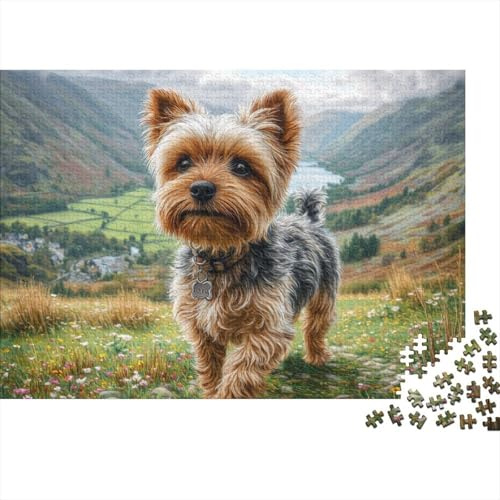 Yorkshire-Terrier Adult Jigsaws 1000 Pieces Recycled Paper for Anxious People Mountain-Dog Jigsaw Puzzles Fun Challenging Family Game Home Gift 70x50cm/1000pcs