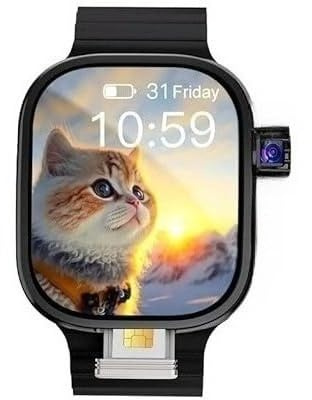 KAIRUIXING Reloj inteligente S10 Ultra Max para hombre, 4G, Android 10.0, cámara giratoria de 180°, WiFi, GPS, tarjeta SIM de 2.29 pulgadas, reloj inteligente para hombre (negro, 16 GB, 256 GB)